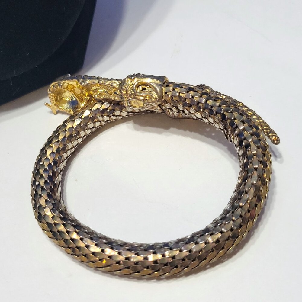 Vintage Gold Metal Mesh Snake Necklace and Bracelet Set - Picture 13 of 16